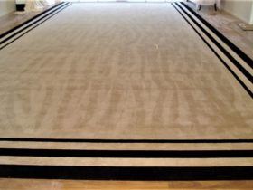 Broadloom Carpet - Plush Beage Colour With Black Border - Superfloors Sydney