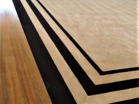 Broadloom Carpet - Plush Beage Colour With Black Border - Superfloors Sydney