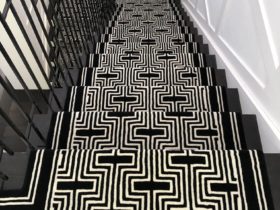 Carpet Stairs - Black Border Runner Landing - Superfloors Sydney