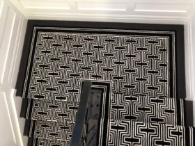 Carpet Stairs - Black Border Runner Landing - Superfloors Sydney