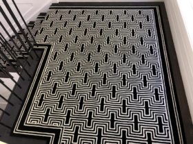 Carpet Stairs - Black Border Runner Landing - Superfloors Sydney