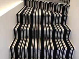 Carpet Stairs - Best Carpet Stairs Design Carpet With Black & White Lines - Superfloors Sydney