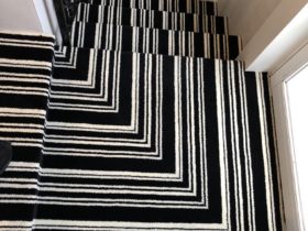 Carpet Stairs - Best Carpet Stairs Design Carpet With Black & White Lines - Superfloors Sydney