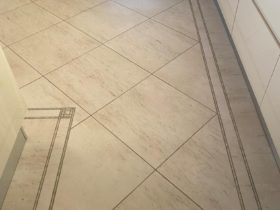 Luxury Vinyl Tiles - Amtico Signature Limestone Natural Design Floor With Diagonal Border - Superfloors Sydney