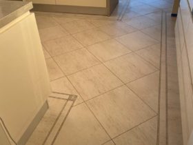 Luxury Vinyl Tiles - Amtico Signature Limestone Natural Design Floor With Diagonal Border - Superfloors Sydney