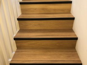 Luxury Vinyl Tiles – Stairs - Amtico Spacia Black Nosing - Superfloors Sydney