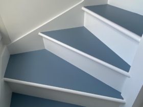 Luxury Vinyl Tiles – Stairs - Fobo Marmoleum Walton Vintage Blue - Superfloors Sydney